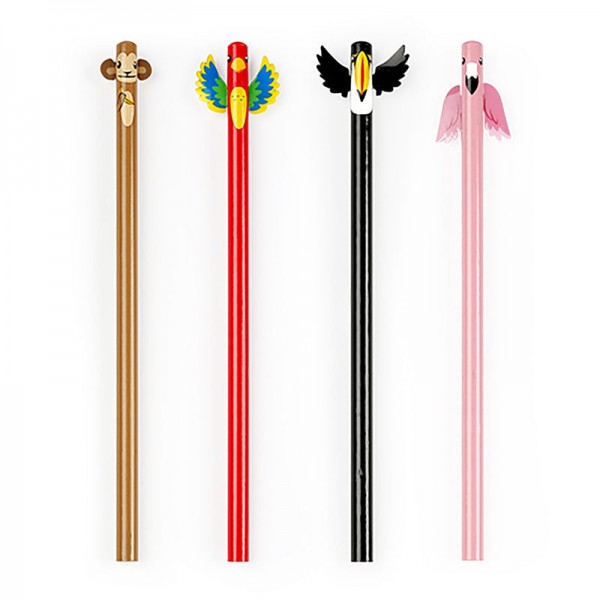 Kikkerland - Bleistifte Affe Papagei Tukan Flamingo - Tropical Pencils