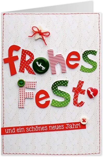 Weihnachtskarte - Klappkarte X-Mas Knopfkarte - Frohes Fest