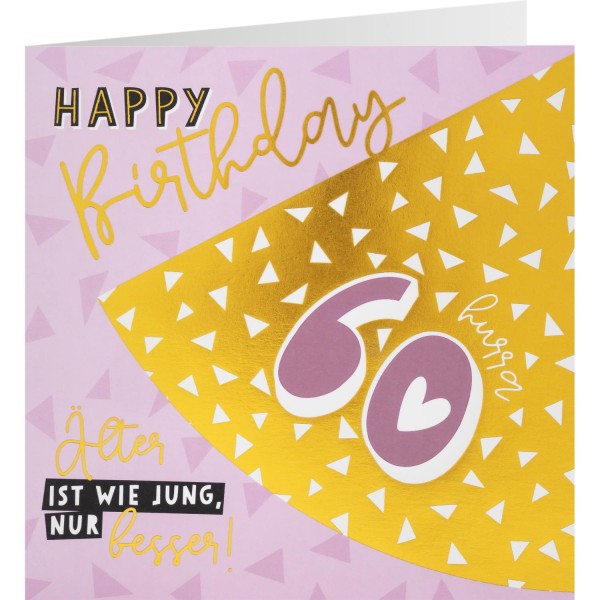 Gruss und Co - Partyhütchen-Karte - Karte mit Partyhut - Happy Birthday - 60. Geburtstag