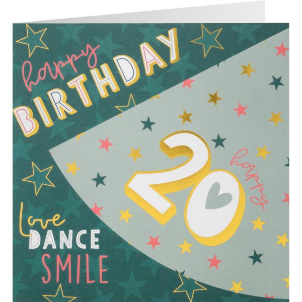 Gruss und Co - Partyhütchen-Karte - Karte mit Partyhut - Happy Birthday - 20. Geburtstag