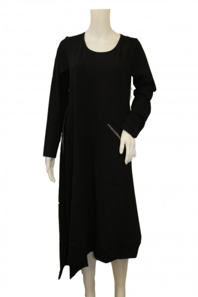 Philomena Christ - Jersey-Kleid mit weisser Deko-Naht und Tasche - black schwarz