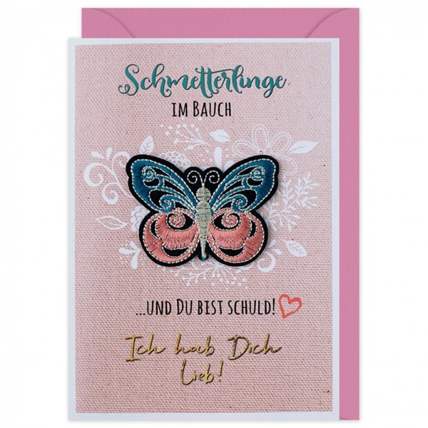 Gruss und Co - Patch Post - Liebe Schmetterling - Die Karte mit Bügelbild