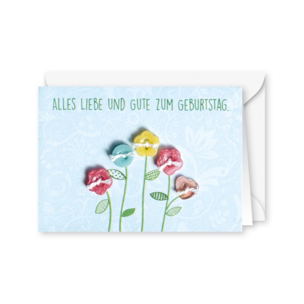 Gruss und Co - Knopfkarte Geburtstag - Alles Liebe und Gute