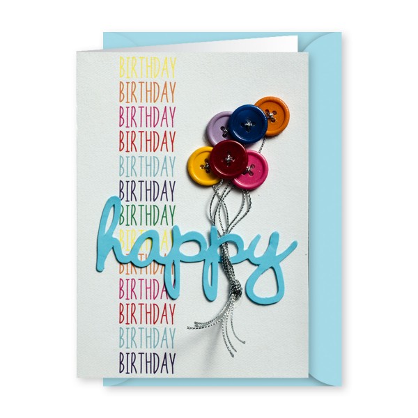 Gruss und Co - Knopfkarte Geburtstag - Ballons Happy Birthday
