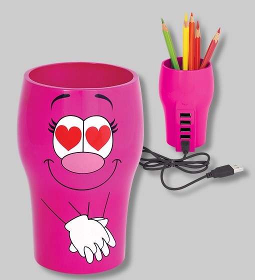 Pylones - Stifte-Ablage und USB-Hub - Funny Face Pot - Love