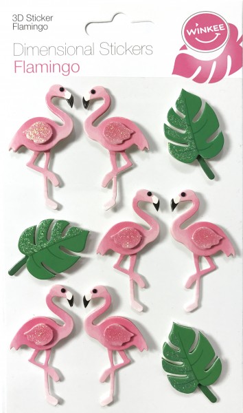 3D-Sticker - Dimensional Stickers - Flamingo - 9 Stück