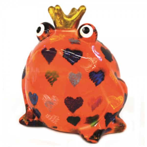 Spardose Frosch - Freddy - rot mit bunten Herzen