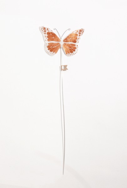 Schmetterlings-Stecker - Deko-Schmetterling auf Stab - Klee orange