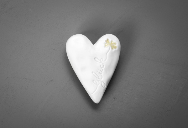 Porzellanherz - Mini Herz aus Porzellan mit Glasur - Glück