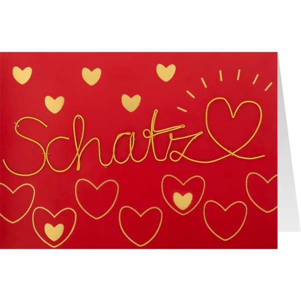 Gruss und Co - Draht-Art-Card - Karte mit Draht-Applikation - Schatz