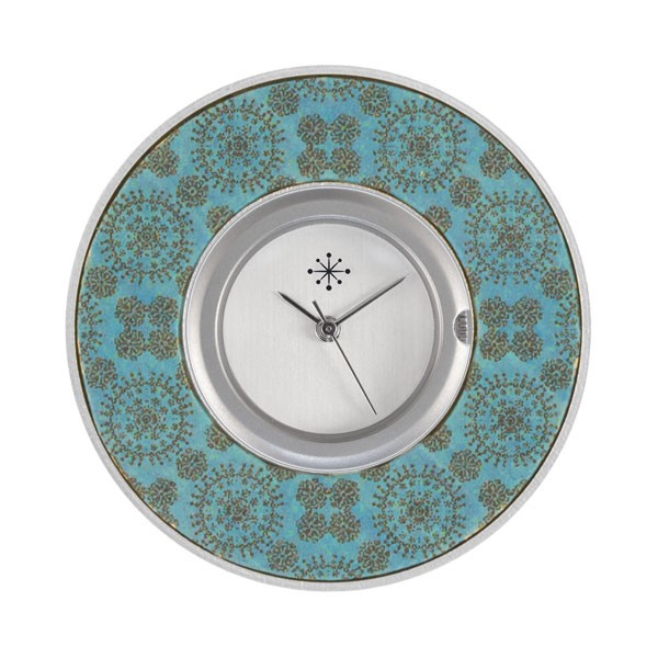 Deja Vu - Schmuckscheibe für Uhr - Kunst Design - Ornamente blau türkis Kd 24