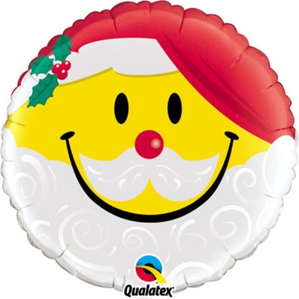 Qualatex - Folienballon Heliumballon Weihnachten - Merry Christmas Smiley Santa - 46 cm