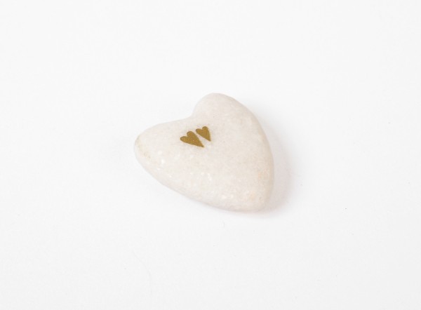 Kleines Marmorherz - Mini-Deko-Herz aus Marmor - Herzen weiß gold