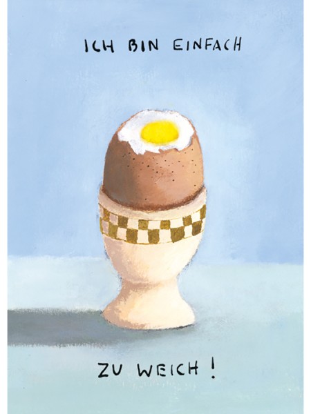 Plüsch-Postkarte - Ei im Eierbecher - Ich bin einfach zu weich