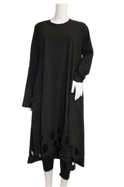 Philomena Christ - Kleid mit Löcher Lasercut - black schwarz