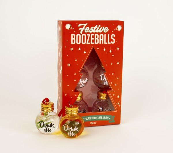 Befüllbare Weihnachtskugeln - Christbaumkugeln zum Befüllen - Festive Boozeballs 6er.-Set