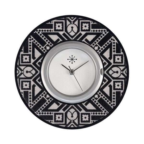 Deja Vu - Schmuckscheibe für Uhr - Kunst Design - Muster schwarz weiss Kd 35