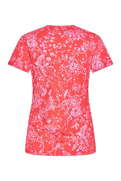 Zilch - Top Cross - Shirt Wickelausschnitt - parrot lollypop Muster Blumen Papagei rot rosa