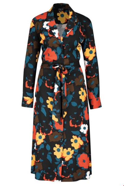 Zilch - Dress Buttons - Kleid - bouquet petrol - Blumen-Muster bunt