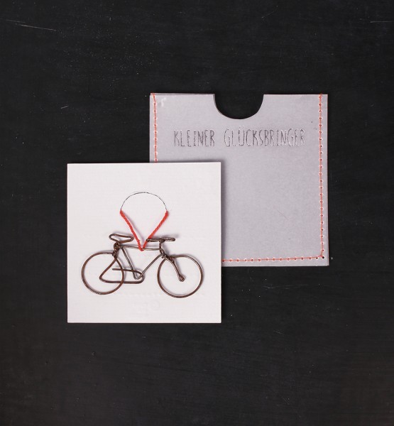 Mini-Karte mit Draht-Anhänger - Kleiner Glücksbringer - Fahrrad