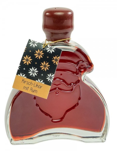 Kirsch-Likör mit Rum - Likör 200 ml in Weihnachtsmann-Flasche