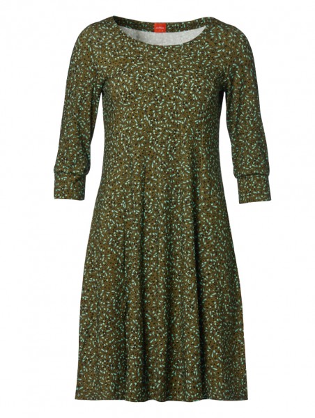 Du Milde - Spotless Ninna - Langarm-Kleid Muster olivgrün türkis
