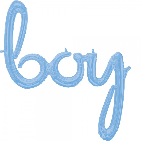 Folienballon zum Aufhängen Schriftzug - Script Phase - Geburt Taufe - Boy blau