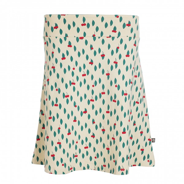 Froy & Dind - Rock Skirt Long Cherry Jersey Cotton - Kirschen-Muster creme grün rot