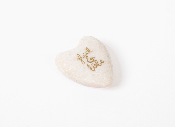 Kleines Marmorherz - Mini-Deko-Herz aus Marmor - Glück und Liebe weiß gold