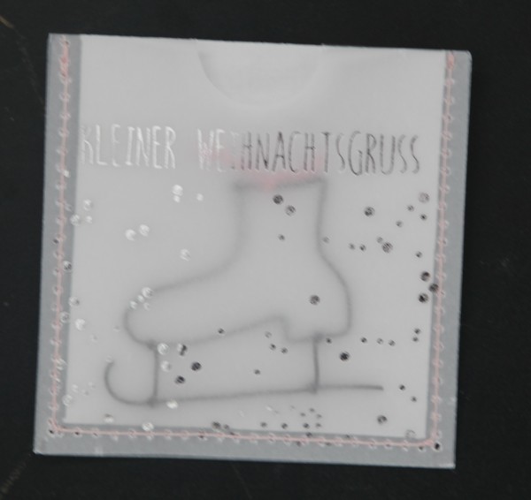 Mini-Karte mit Draht-Anhänger - Geschenkanhänger - Kleiner Weihnachtsgruss - Schlittschuh