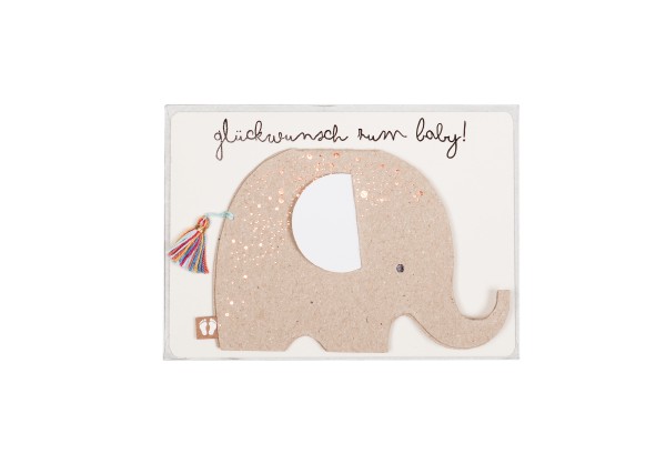 Karte - Elefanten Baby Karte - Glückwunsch zum Baby