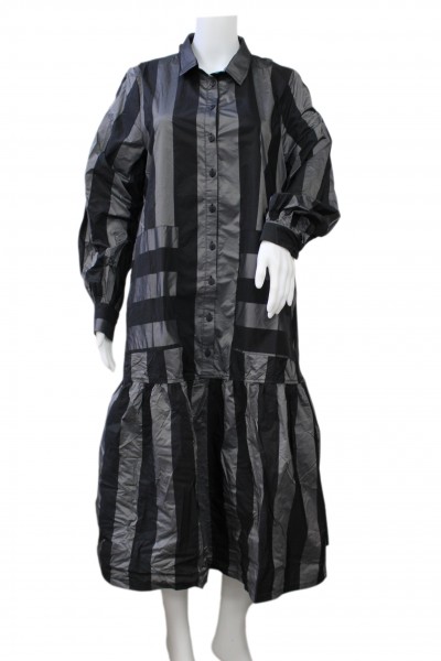 Alembika - Dress - Kleid Abendkleid silver - schwarz silber Streifen