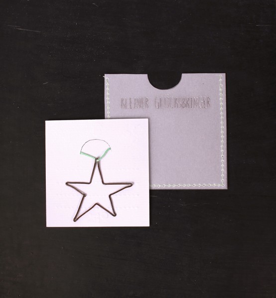 Mini-Karte mit Draht-Anhänger - Kleiner Glücksbringer - Stern