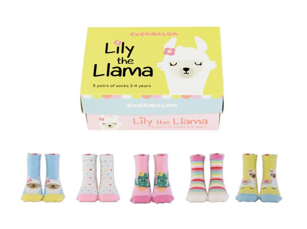 Cucamelon - Kindersocken - Lily the Llama Lama 5er-Set - 2 bis 4 Jahre