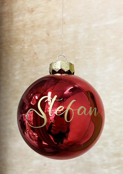 Personalisierte Weihnachtskugel - Christbaumkugel mit Name - rot mit Beschriftung