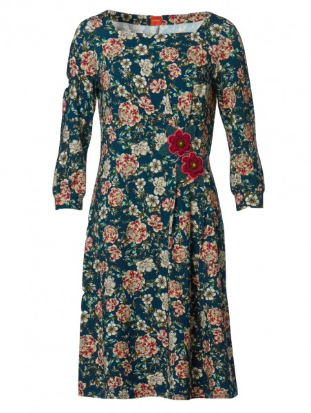 Du Milde - Poula Perfect Flower - Langarm-Kleid Blumen-Muster blau rot rosa