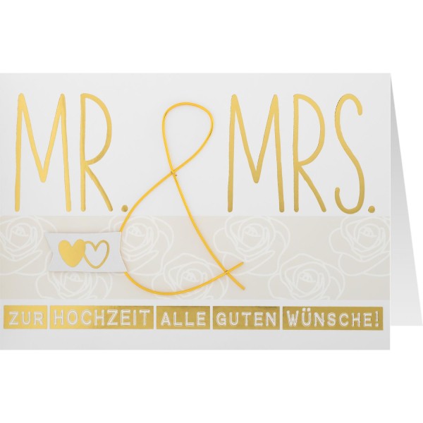 Gruss und Co - Draht-Art-Card - Karte mit Draht-Applikation - Hochzeit Mr und Mrs