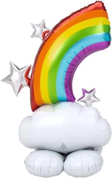 Airloonz - Stehender Folienballon Deko-Ballon Regenbogen auf Wolke - Rainbow