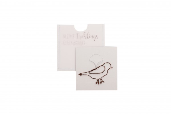 Mini-Karte mit Draht-Anhänger - Kleiner Frühlings-Glücksbringer - Vogel