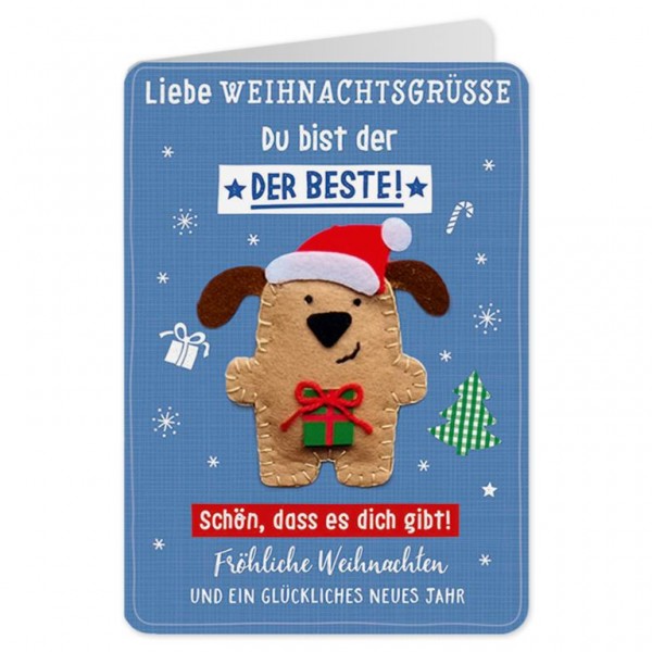 Weihnachtskarte - Klappkarte X-Mas Gute Wünsche - Du bist der Beste
