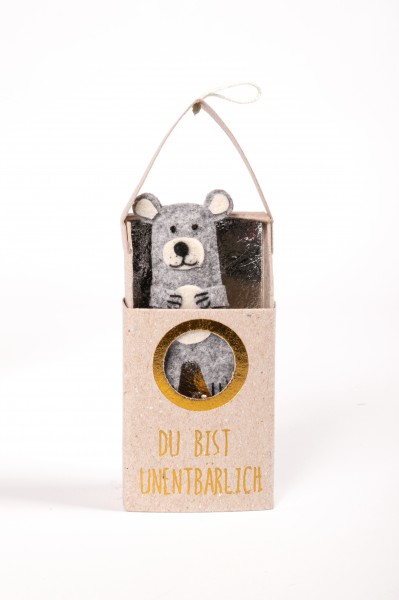 Haus Tiere - Mini Filz-Tier mit Verpackung - Bär - Du bist unentbärlich