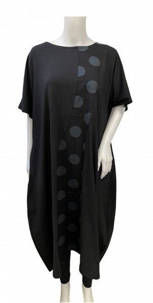 Alembika - Kleid Ballonkleid - circles Streifen mit Punkten grau schwarz