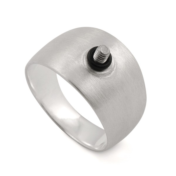 Ring Ding - Ring Silber V-Form satiniert Schraubgewinde