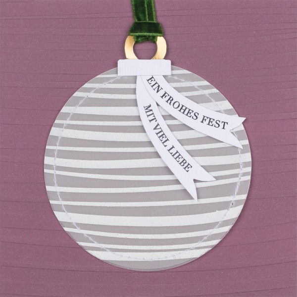 Karte - Weihnachtskarte - Christbaumkugel Kugelkarte - Ein frohes Fest mit viel Liebe