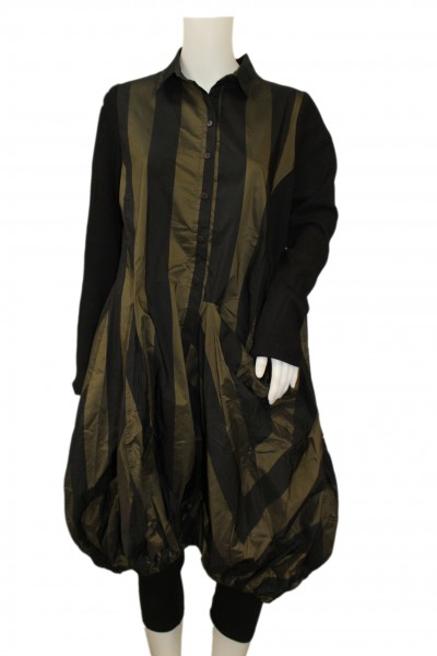 Alembika - Dress - Kleid khaki - olivgrün schwarz streifen