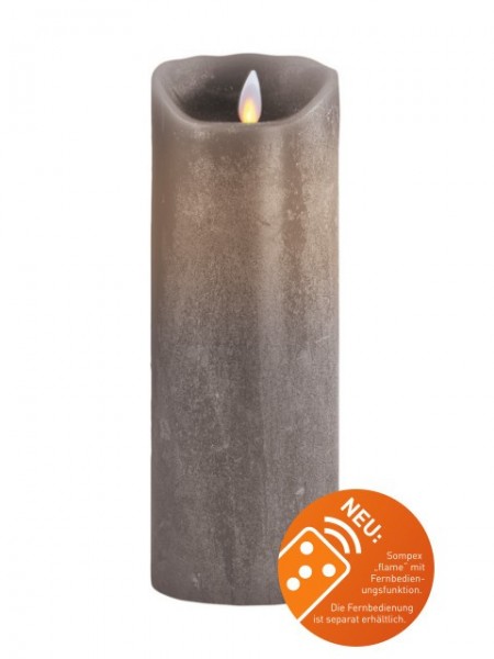 Echtwachs - LED Kerze mit Batteriebetrieb - Flame Led - grau 18 cm