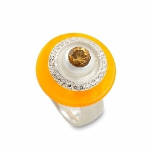 Ring Ding - Scheibe für Ringe - Aquarell acryl 22mm orange