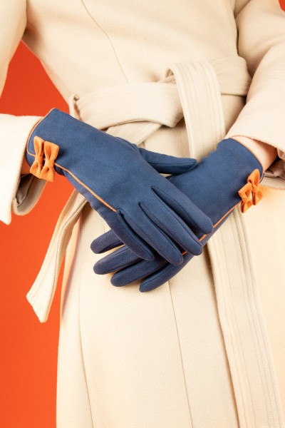 Powder - Wildleder-Handschuhe - Doris Faux Suede Gloves - navy dunkelblau orange