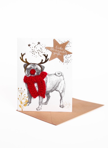 Karte - Schalkarte - Mops - Liebe Weihnachtsgrüße
