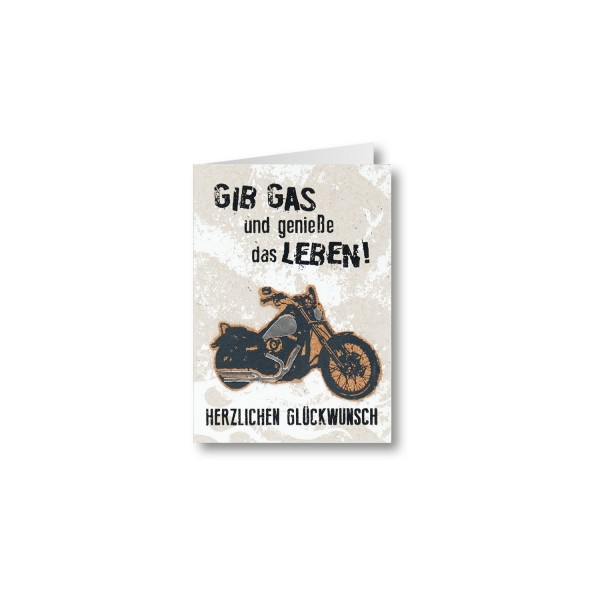 Gruss und Co - Kork-Karte - Motorrad - Gib Gas und genieße das Leben